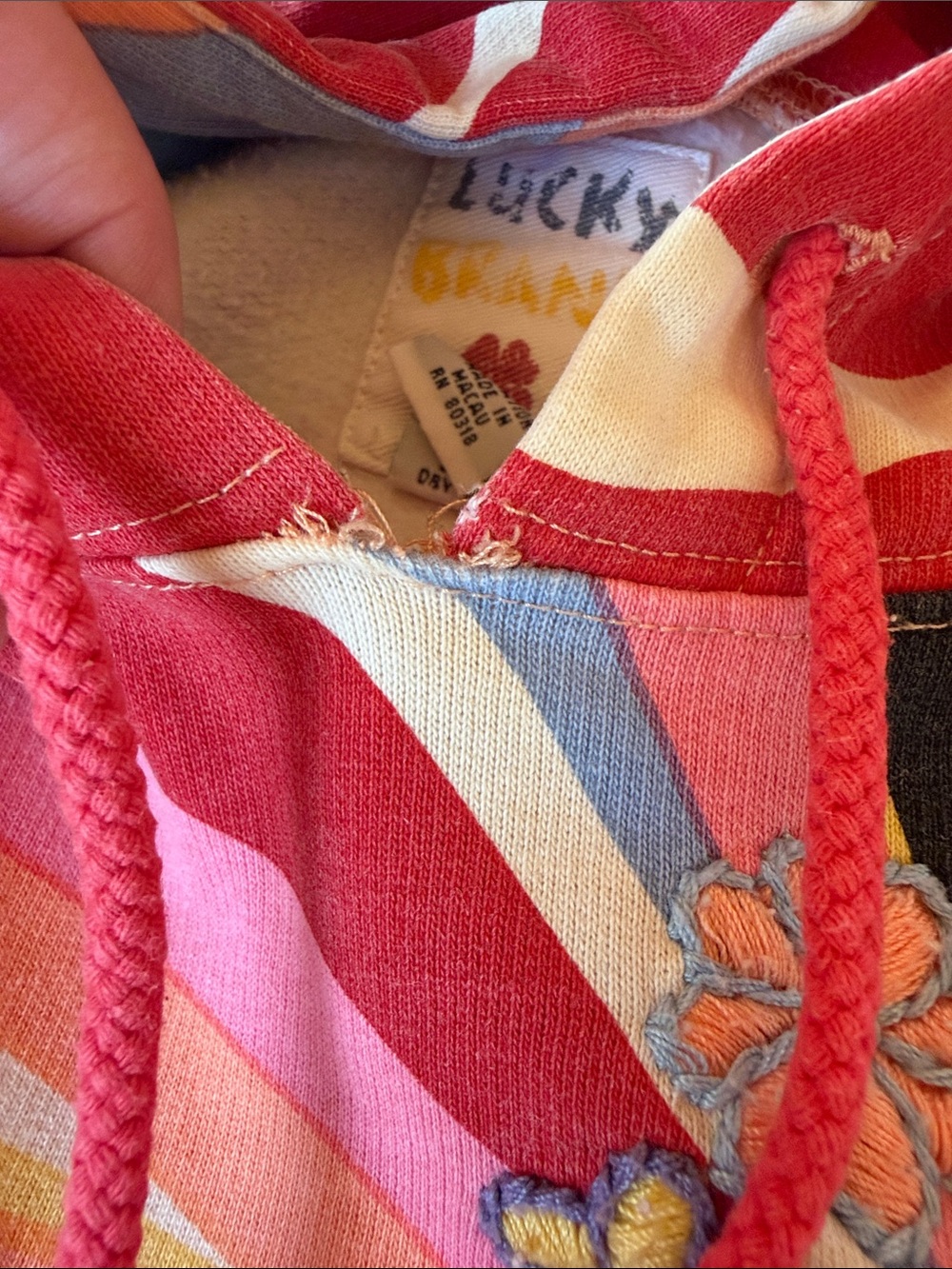 Vintage Y2K Lucky Brand The Beatles rainbow sunburst Love floral hoodie M - Picture 6 of 10